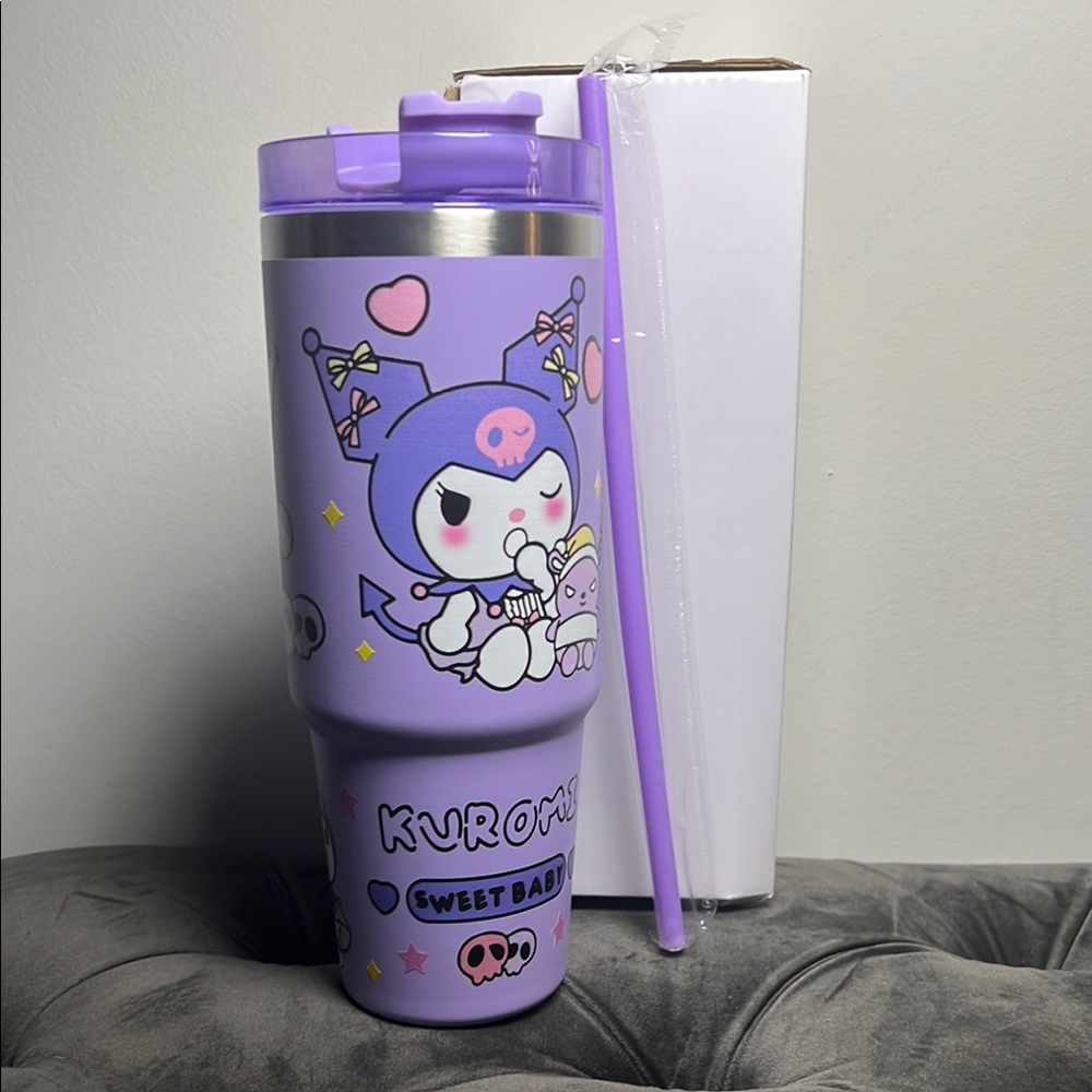 Kuromi Tumbler with Straw - Purple